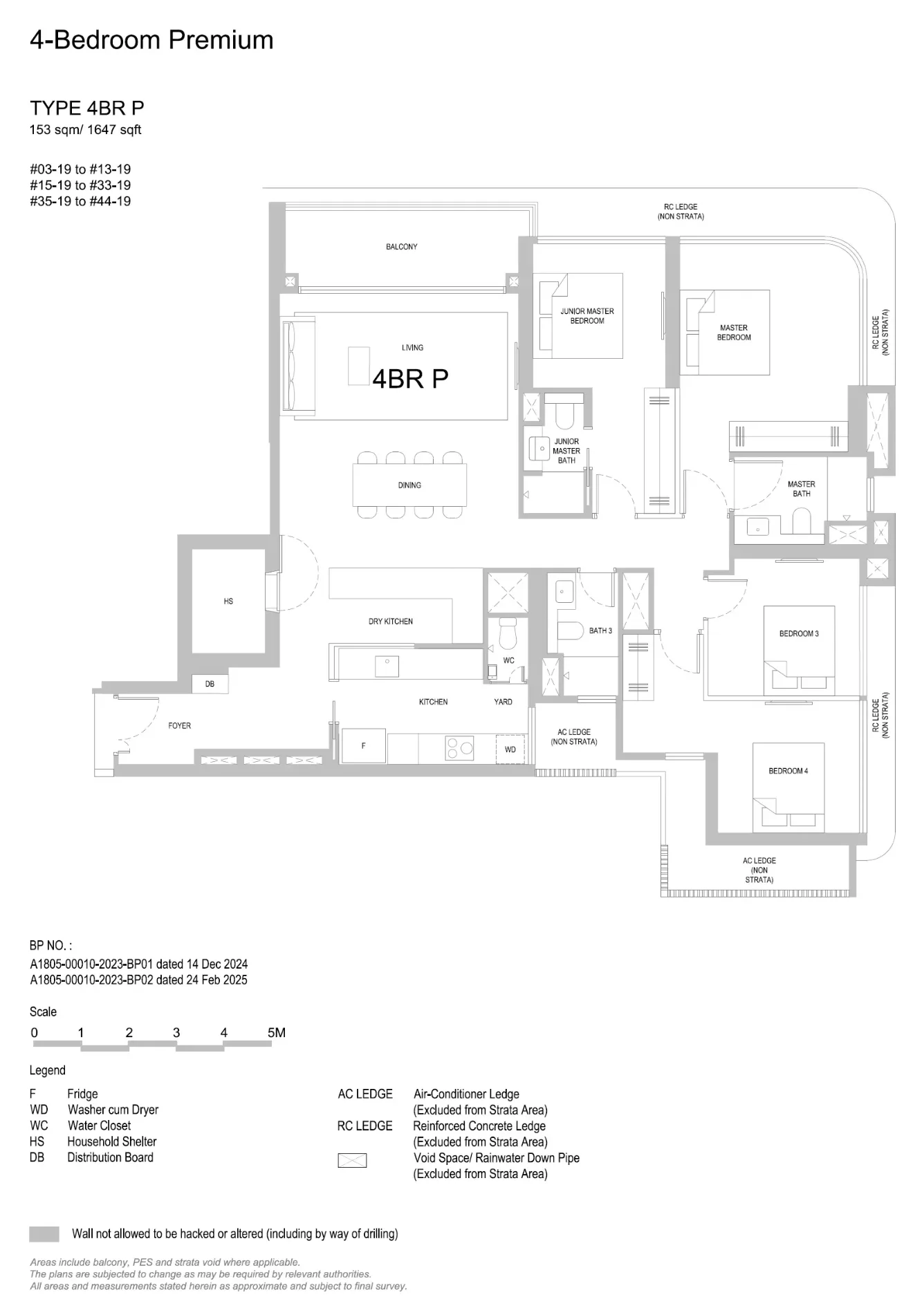Floor plan of 4 Bedroom Premium Type 4BR P, 1,647 sq ft
